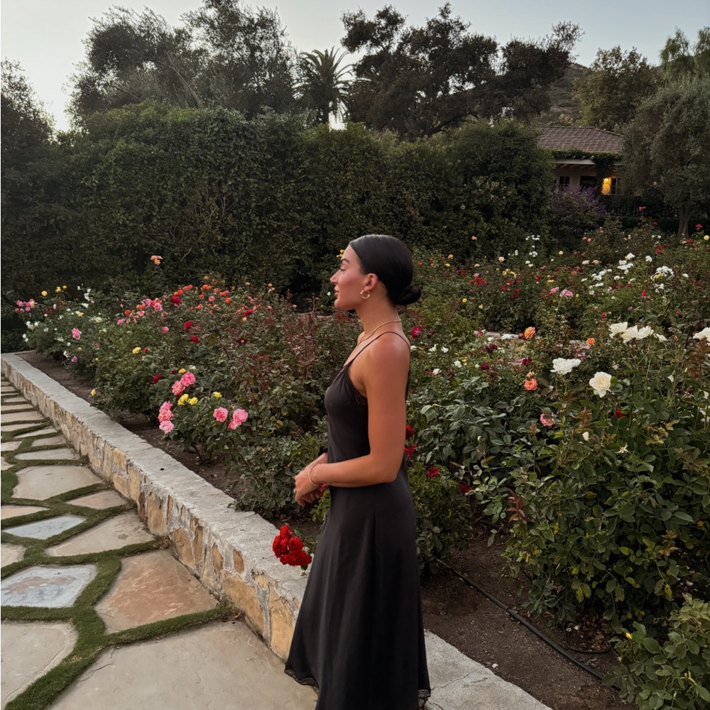Satin Black Slip dress — ARITZIA